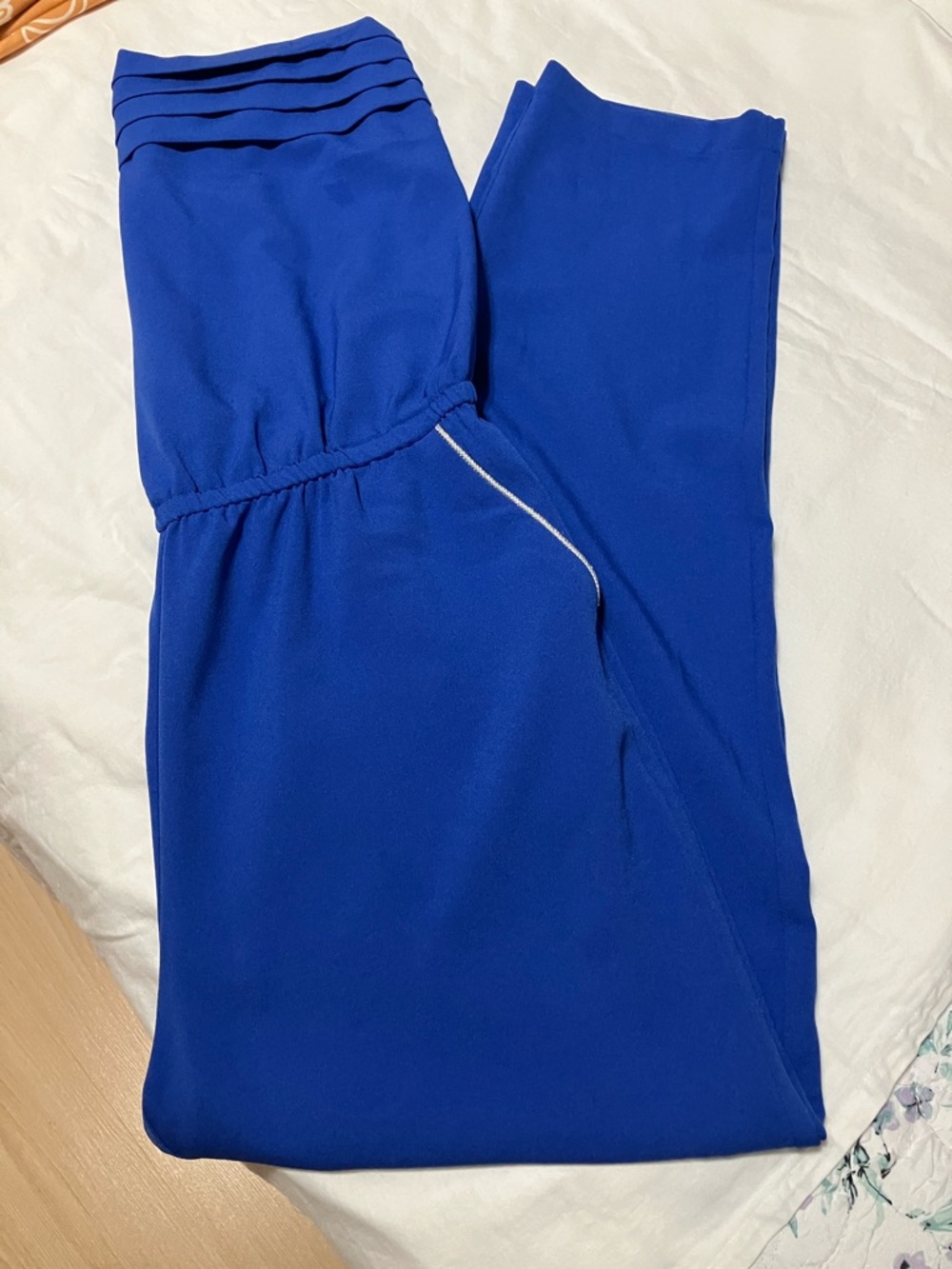 Strapless Pleated Bodice Jumpsuit in Cobalt Blue - Picture 6 of 6